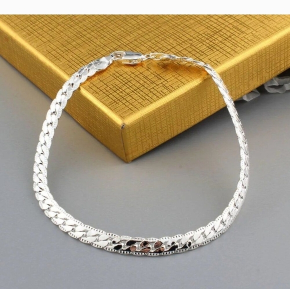 NEW 925 STERLING SILVER FLAT SNAKE CHAIN - 8" BRACELET - Picture 7 of 12